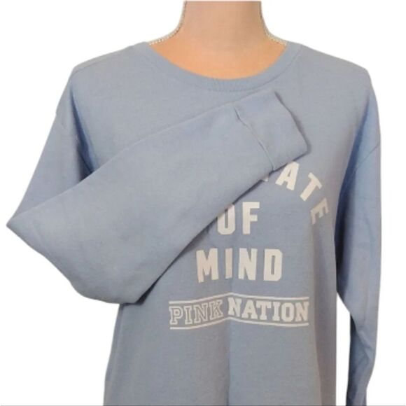 Victoria's Secret PINK Baby Blue Pink State Of Mind Crew Pullover Medium - Picture 14 of 15